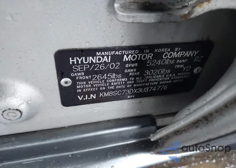 2003 Hyundai Santa Fe Gls/Lx from USA, damaged, VIN KM8SC73DX3U374776